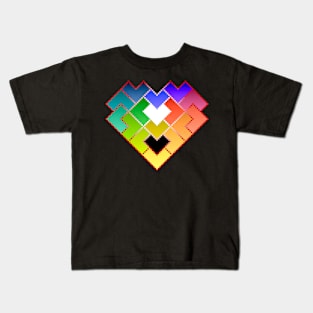 Hearts Together As One Pixel Kids T-Shirt